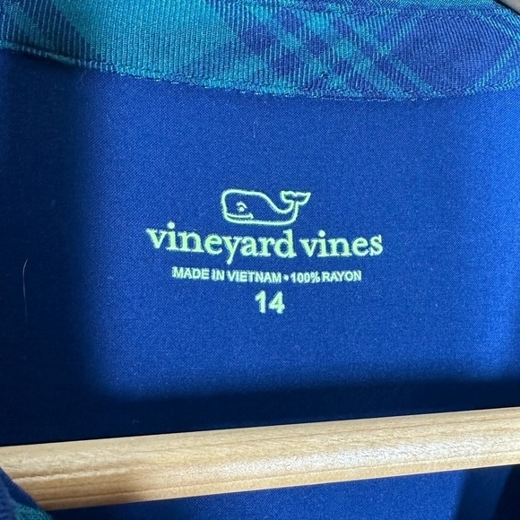 VINEYARD Vines Girl's Hudson Blue and Green Plaid Shirtdress Size 14 - Picture 5 of 8